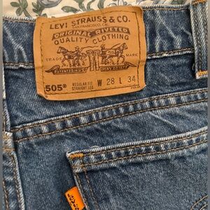Vintage Levi’s 505 Orange Tab W 28 L 34 Fits 25